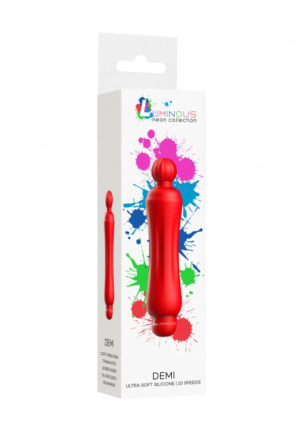 Demi - ABS Bullet With Silicone Sleeve - 10-Speeds - Red