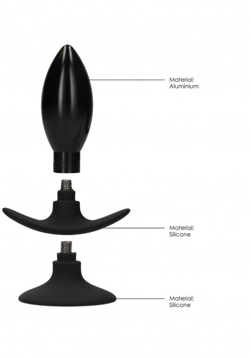 Interchangeable Butt Plug Set - Rounded Medium - Black