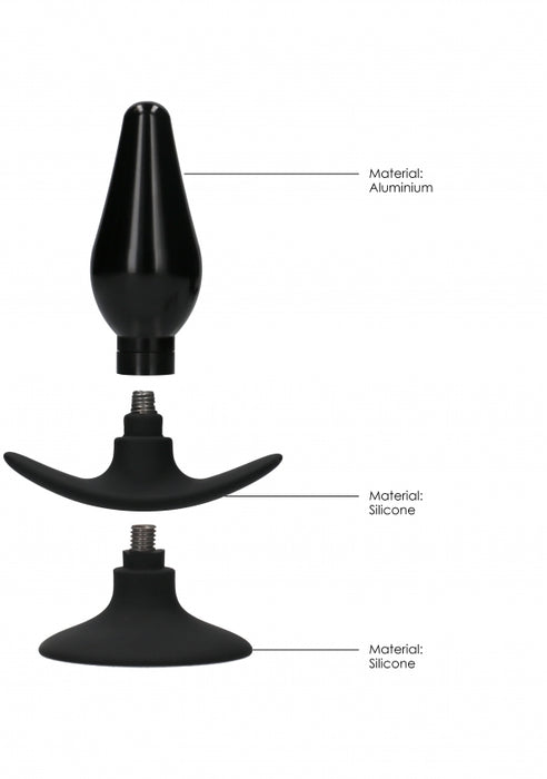 Interchangeable Butt Plug Set - Pointed Large - Black