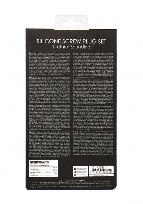 Silicone Rugged Nail Plug Set - Urethral Sounding - Black