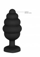 Large Ribbed Diamond Heart Plug - Black