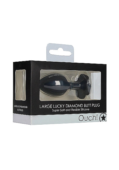 Large Lucky Diamond Butt Plug - Black
