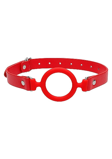 Silicone Ring Gag - With Leather Straps - Red