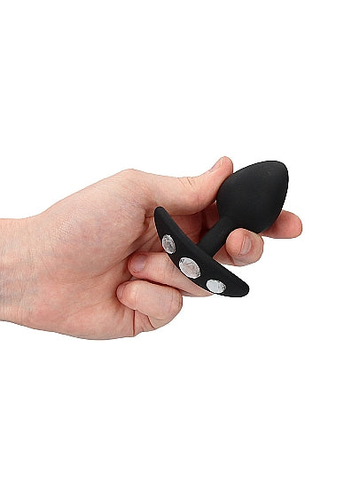 Extra Large Diamond Butt Plug with Handle - Black