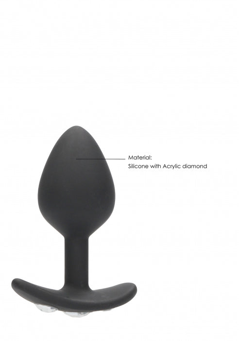Large Diamond Butt Plug with Handle - Black