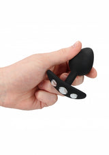 Large Diamond Butt Plug with Handle - Black