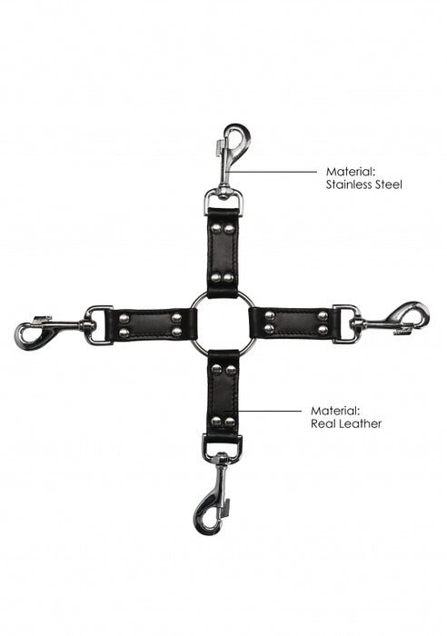 4-way Leather Hogtie Cross - Black