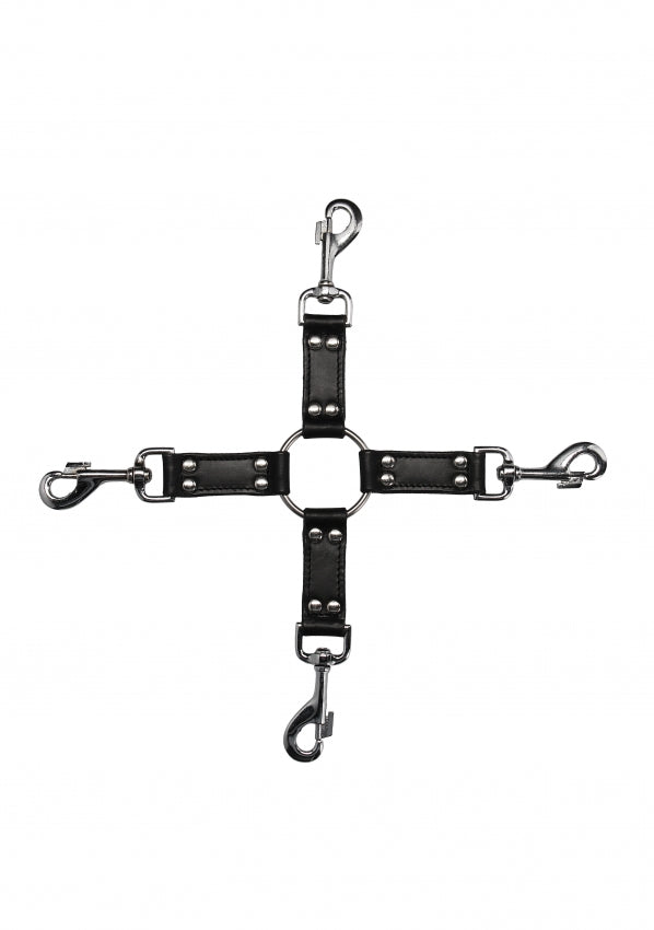 4-way Leather Hogtie Cross - Black