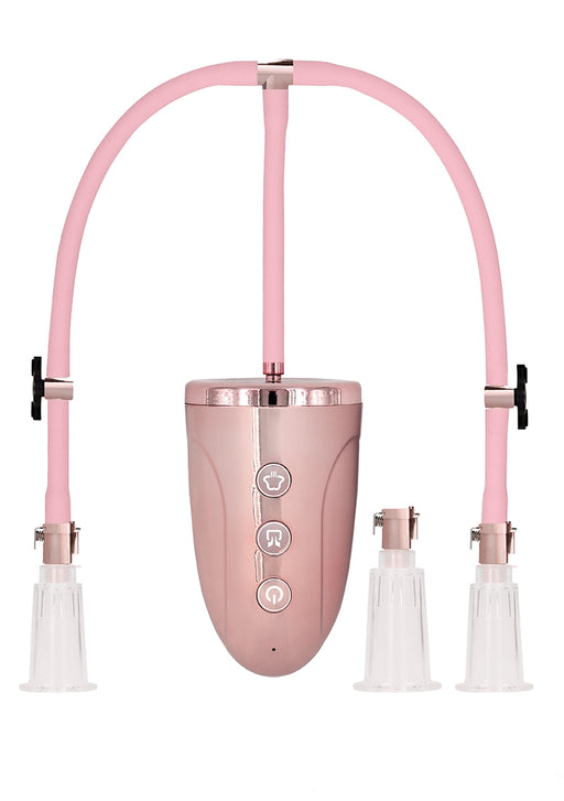 Automatic Rechargeable Clitoral & Nipple Pump Set - Large - Pink