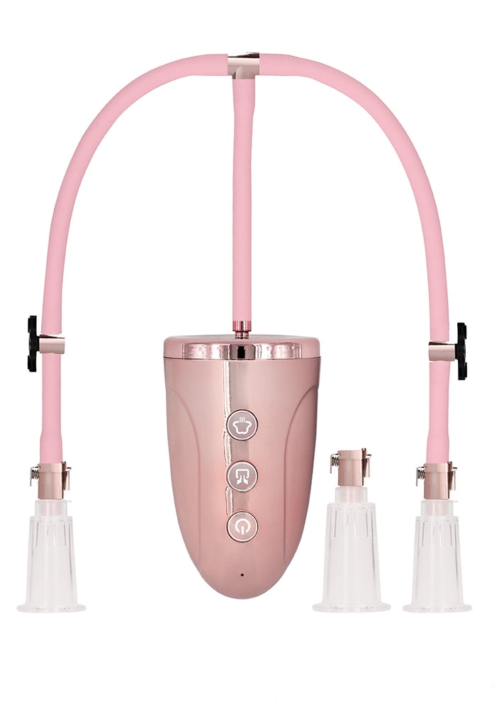 Automatic Rechargeable Clitoral & Nipple Pump Set - Large - Pink