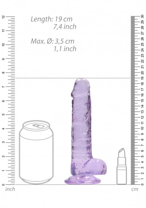 7 Inch / 17 cm Realistic Dildo With Balls - Purple