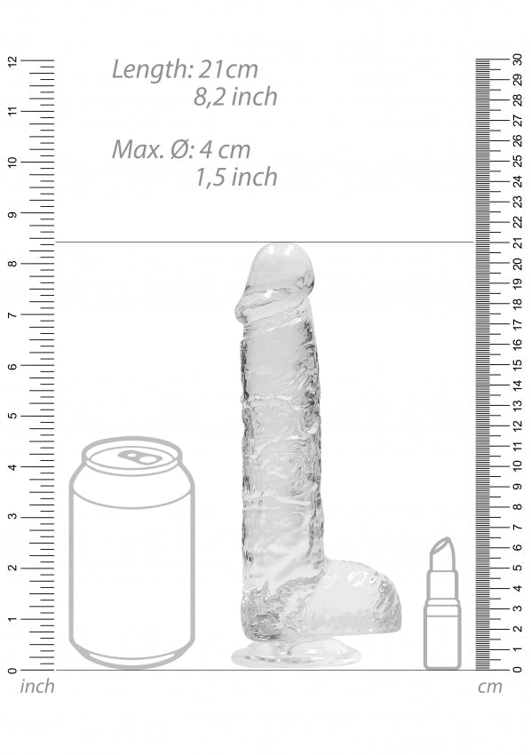 8 Inch / 20 cm Realistic Dildo With Balls - Transparent