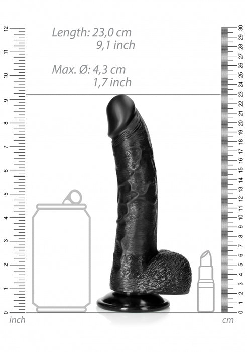 Curved Realistic Dildo with Balls and Suction Cup - 8''/ 20.5 cm