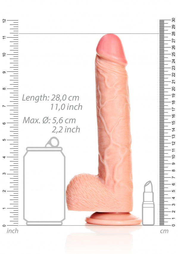 Straight Realistic Dildo with Balls and Suction Cup - 10''/ 25.5 cm