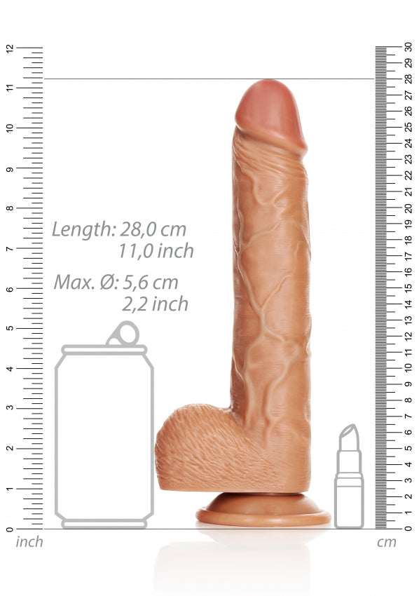 Straight Realistic Dildo with Balls and Suction Cup - 10''/ 25.5 cm