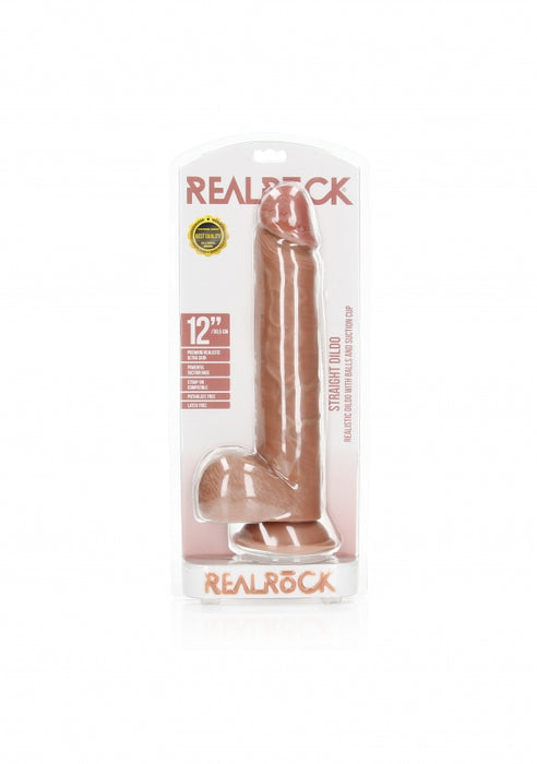 Straight Realistic Dildo with Balls and Suction Cup - 12''/ 30.5 cm