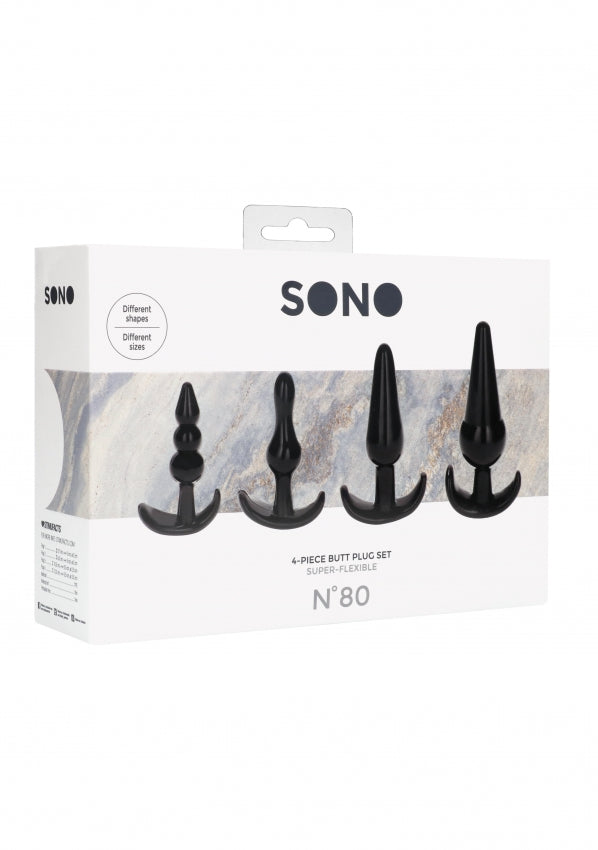 No 80 - 4-Piece Butt Plug Set - Black