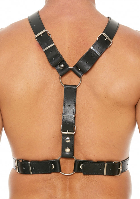 Men's Harness With Metal Bit - Black