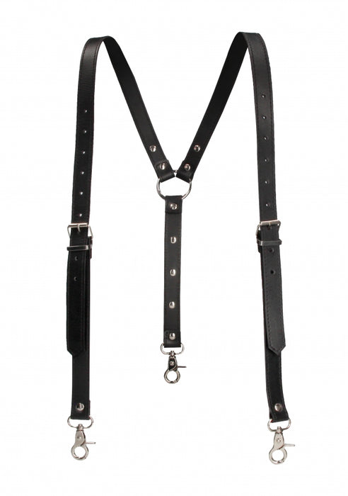 Men's Suspenders - Split Leather - Black