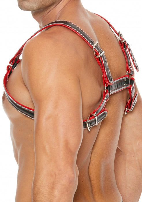 Z Series Chest Bulldog Harness - Black/Red - L/XL