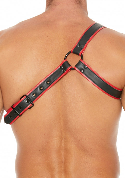 Gladiator Leather Harness - Black/Red