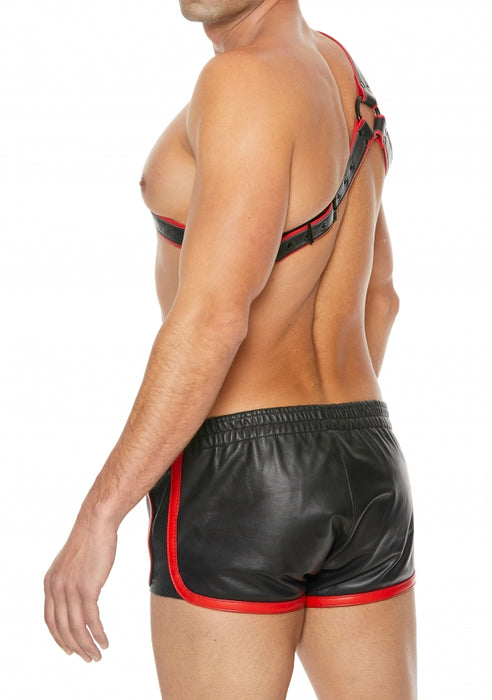 Gladiator Leather Harness - Black/Red
