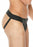 Striped Front With Zip Jock - Leather - Black/Black - S/M