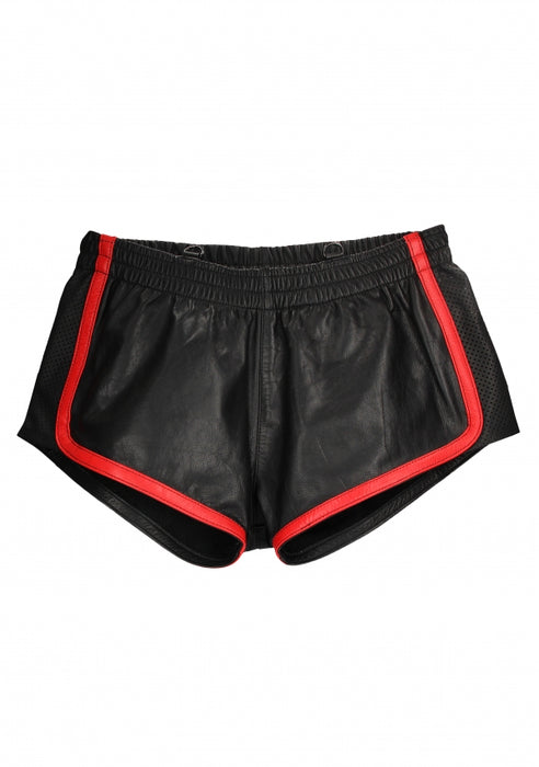 Versatile Leather Shorts - Black/Red - L/XL