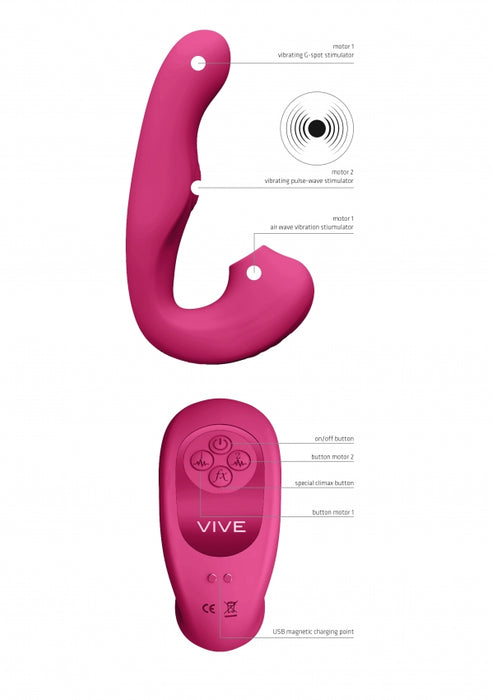 Zaki - Air Wave. Pulse Wave & G-Spot Vibrator - Pink