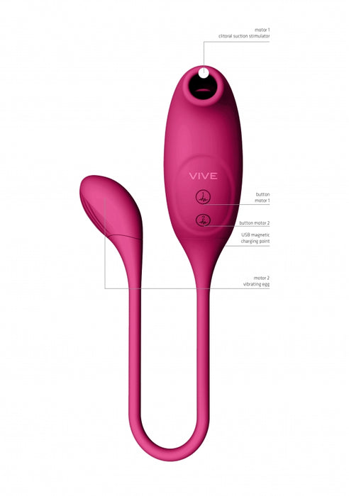 Quino - Air Wave & Vibrating Egg Vibrator - Pink